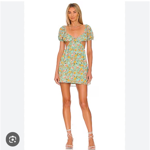 Revolve More To Come‎ Marlene Cut Out Dress in Green Floral Size Medium NWT - Picture 1 of 8